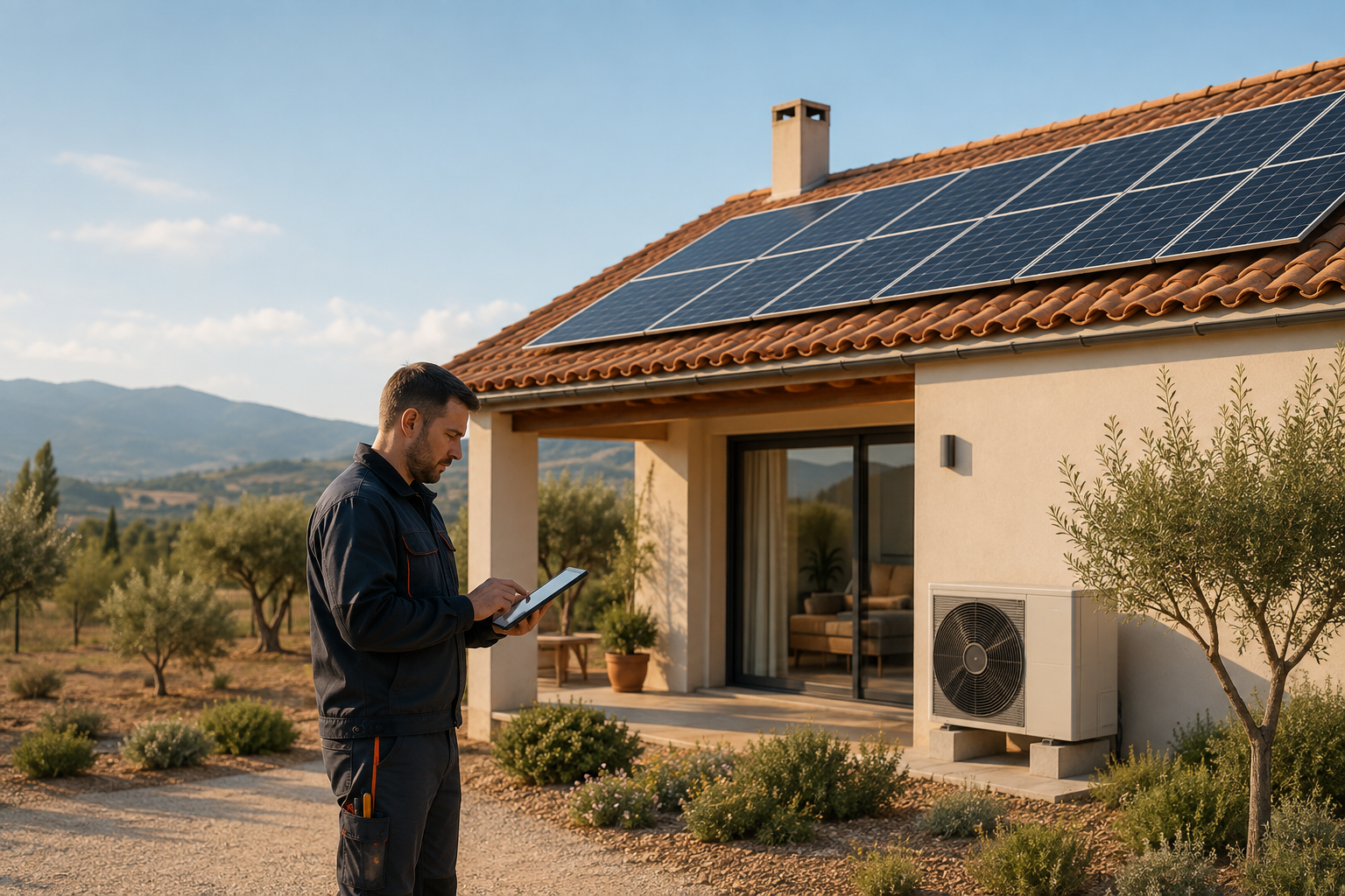 Vivienda con placas solares y aerotermia